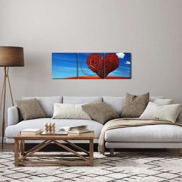Kép - szív, fából (órával) (90x30 cm)
