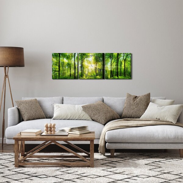 Kép - Hajnal az erdőben (órával) (90x30 cm)