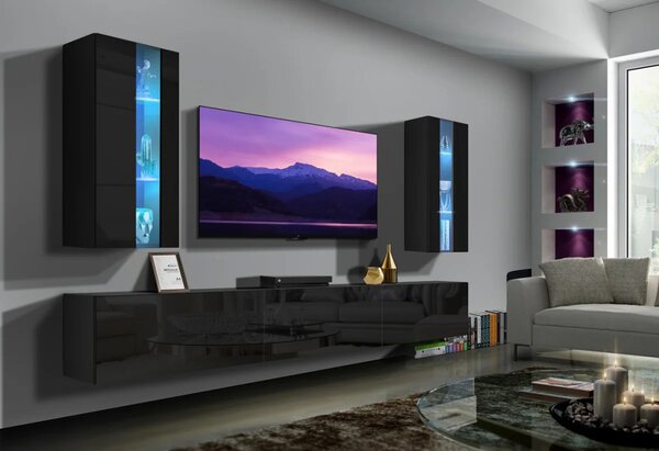 PRINCE CONCEPT 20A MAGASFÉNYŰ FKETE NAPPALI BÚTOR (249CM)