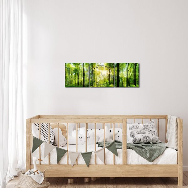 Kép - Hajnal az erdőben (órával) (90x30 cm)