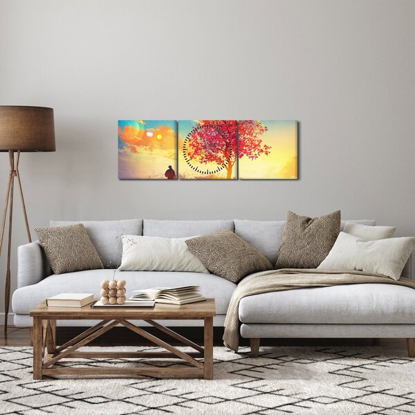 Egy fa képe a dombon (órával) (90x30 cm)