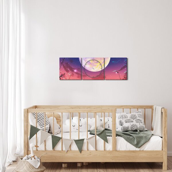 Kép - Nő és kutya teliholdkor (órával) (90x30 cm)