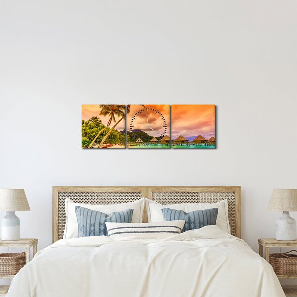 Kép - Bora Bora szigete (órával) (90x30 cm)