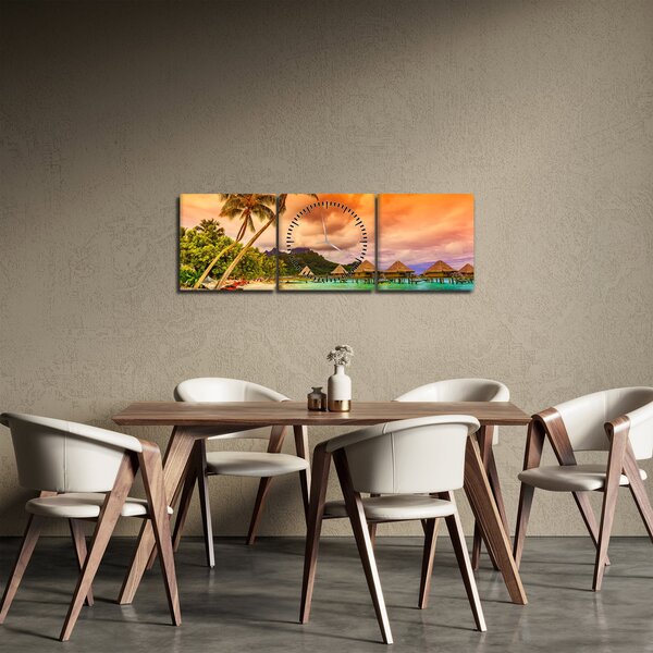 Kép - Bora Bora szigete (órával) (90x30 cm)