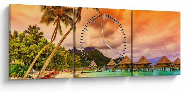 Kép - Bora Bora szigete (órával) (90x30 cm)