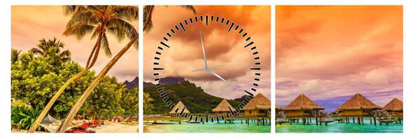 Kép - Bora Bora szigete (órával) (90x30 cm)