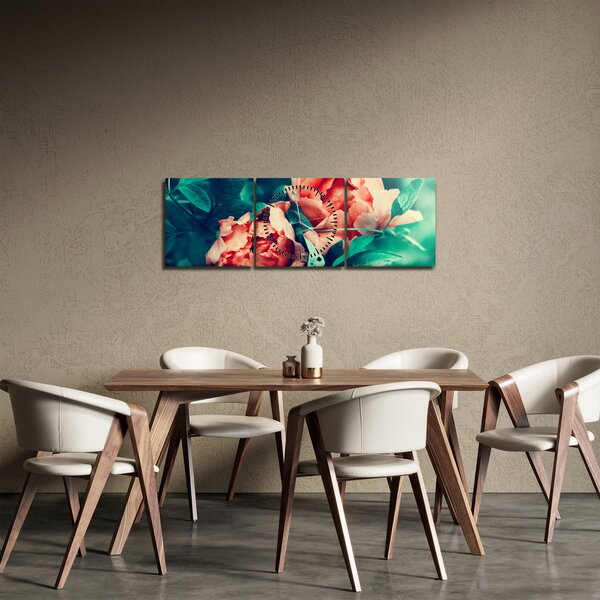 Tavaszi virágok képe (órával) (90x30 cm)