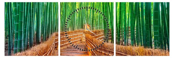 Kép - Japán bambusz erdő (órával) (90x30 cm)