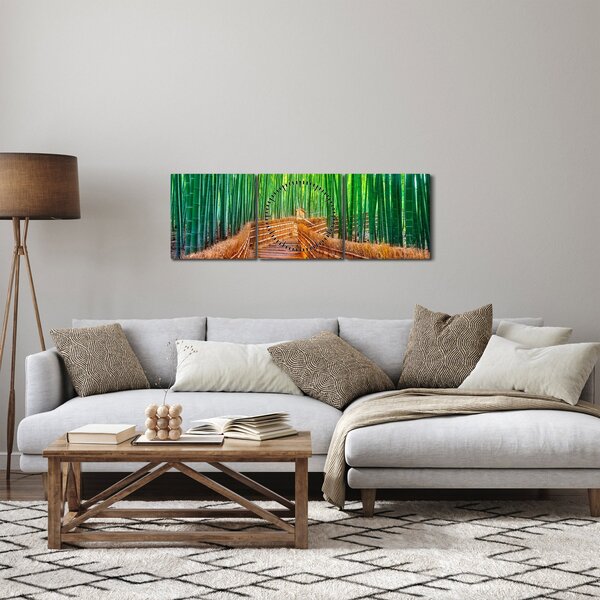 Kép - Japán bambusz erdő (órával) (90x30 cm)
