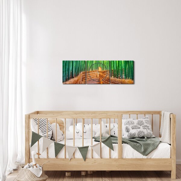 Kép - Japán bambusz erdő (órával) (90x30 cm)