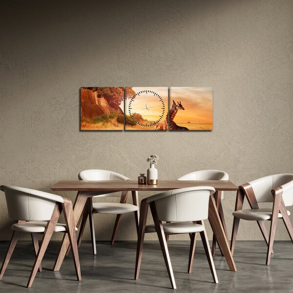 Kép - Zsiráfok Afrikában (órával) (90x30 cm)