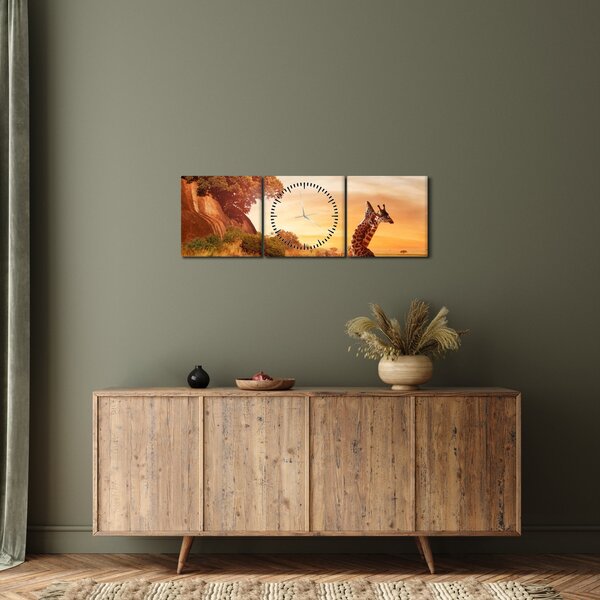 Kép - Zsiráfok Afrikában (órával) (90x30 cm)