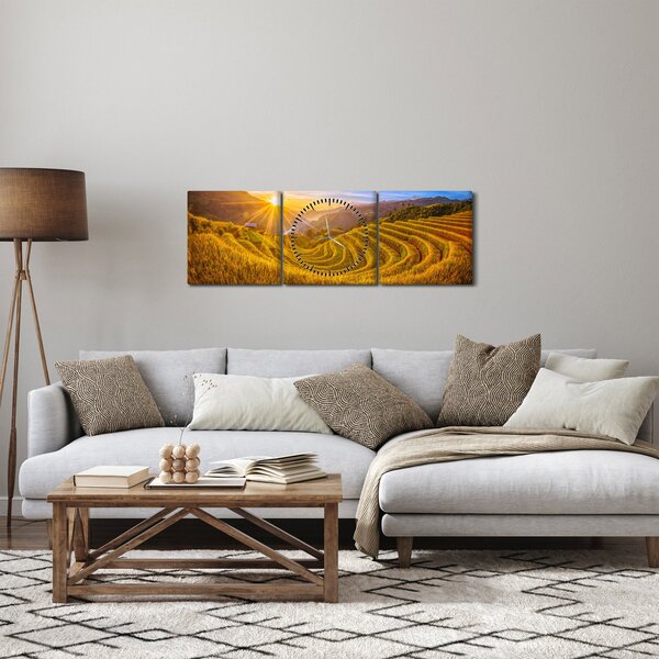 Kép - Rizs teraszok Vietnamban (órával) (90x30 cm)