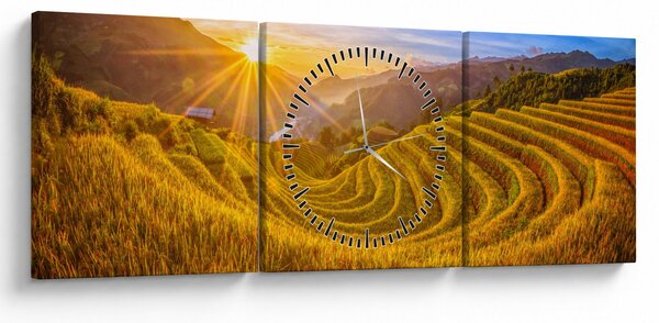 Kép - Rizs teraszok Vietnamban (órával) (90x30 cm)