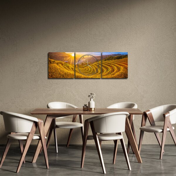 Kép - Rizs teraszok Vietnamban (órával) (90x30 cm)