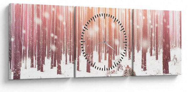 Kép - Zebra egy havas erdőben (órával) (90x30 cm)