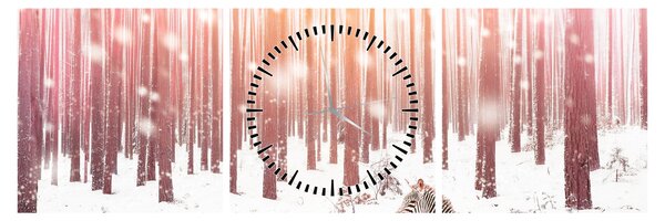 Kép - Zebra egy havas erdőben (órával) (90x30 cm)