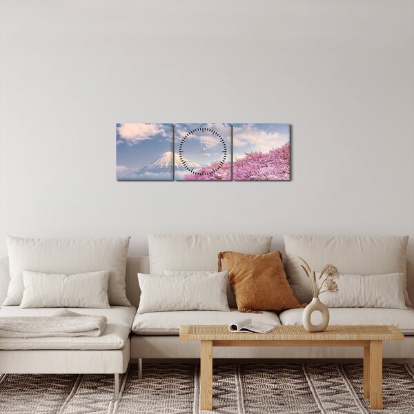 Kép - Japán tavaszi táj (órával) (90x30 cm)