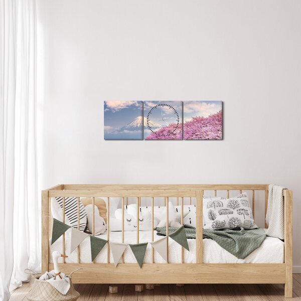 Kép - Japán tavaszi táj (órával) (90x30 cm)