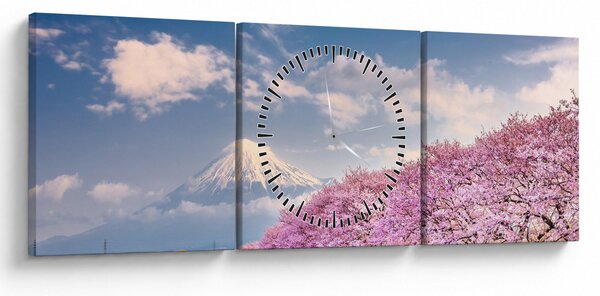 Kép - Japán tavaszi táj (órával) (90x30 cm)