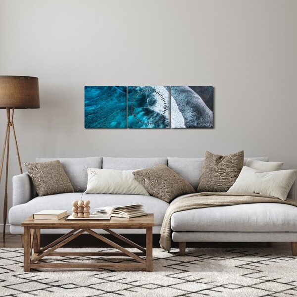Kép - Hullámok a tengeren (órával) (90x30 cm)