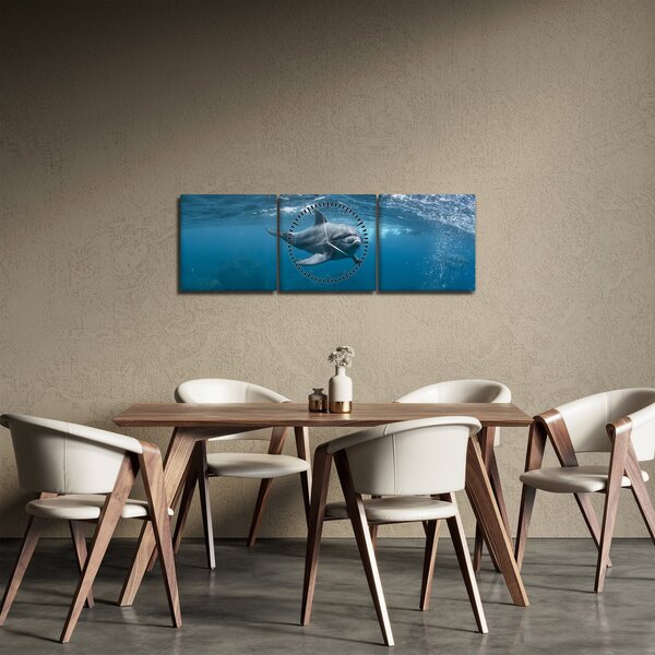 Kép - Delfin a felszín alatt (órával) (90x30 cm)
