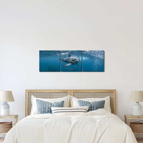 Kép - Delfin a felszín alatt (órával) (90x30 cm)
