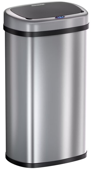 Deuba Érintésmentes, szögletes szemetes USB-vel 50 l - ezüst