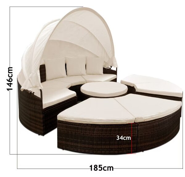 Deuba Rattan kerti ágy LAZY Ø185 cm - barna