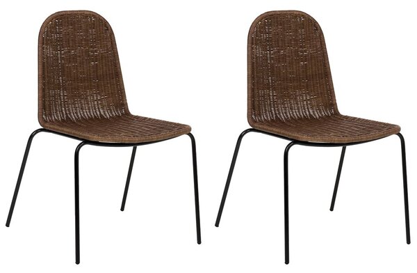 Étkezőszék kétdarabos szettben ROXTON Rattan Sötétbarna