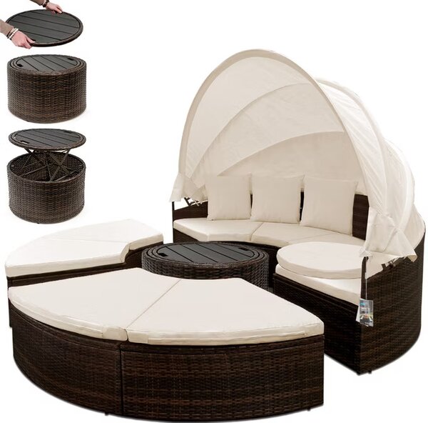 Deuba Rattan kerti ágy LAZY Ø185 cm - barna