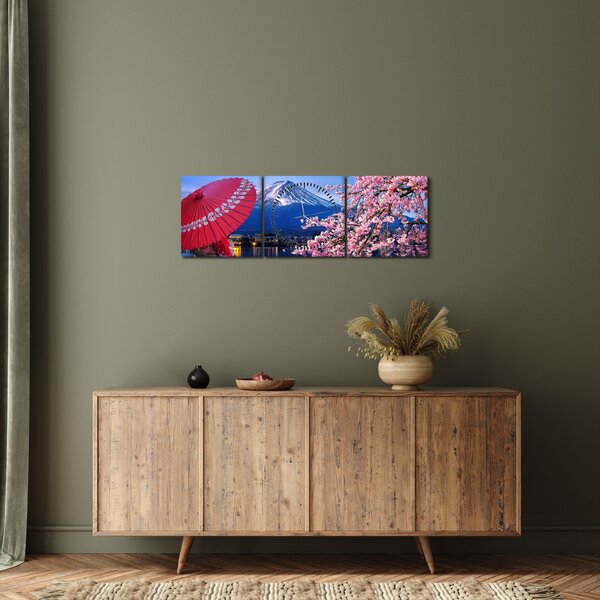Kép - Kilátás a csúcsra, Japán (órával) (90x30 cm)