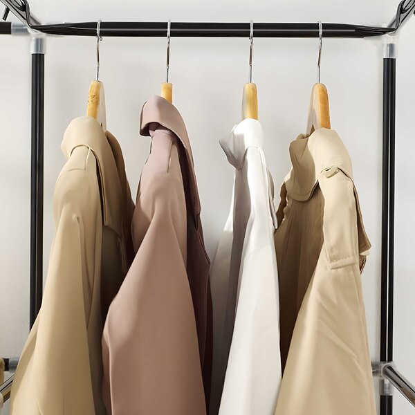 Retoo textil Gardrób 6 polccal és fogassal - szürke