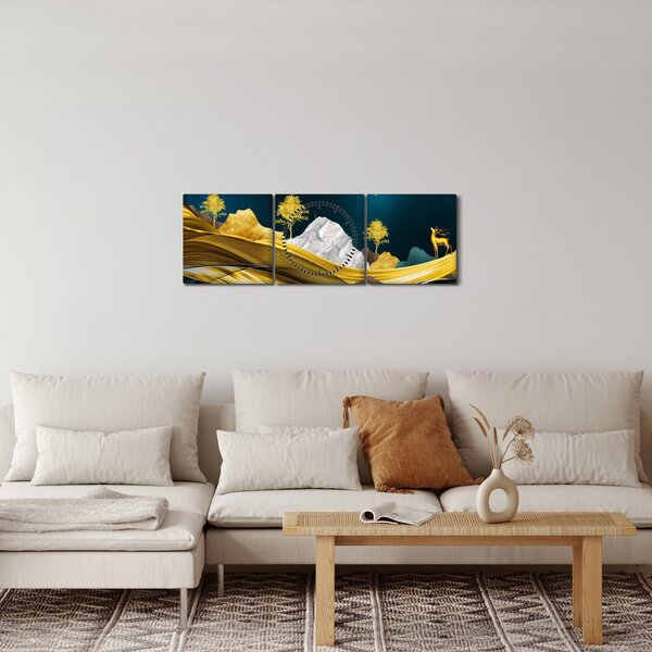 Kép - Szarvas a tájban (órával) (90x30 cm)