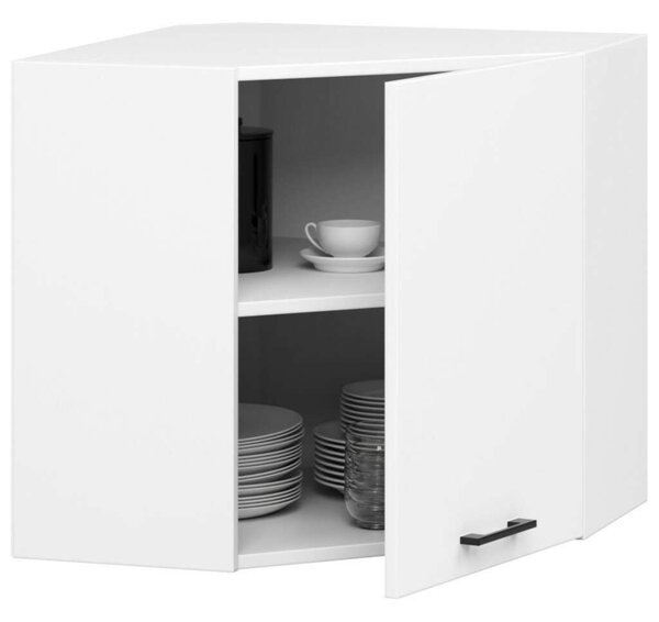 Akord Fehér Sarok Konyhai Fali Szekrény Oliwia Kollekcióból – 60/60cm Mat Felület, Lamellás Lemez, ABS Szegély, 1 Ajtó, 2 Polc, Összeszerelhető