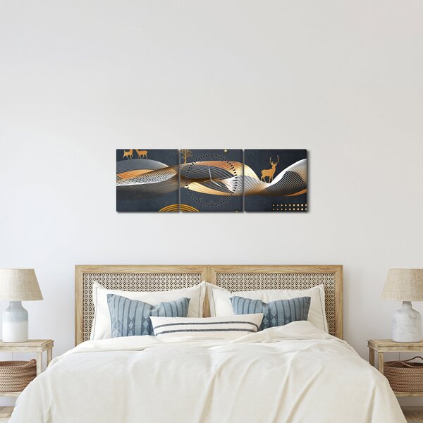 Kép - Grafika szarvassal (órával) (90x30 cm)