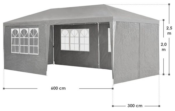 Juskys Párty sátor 3x6 m - sötétszürke