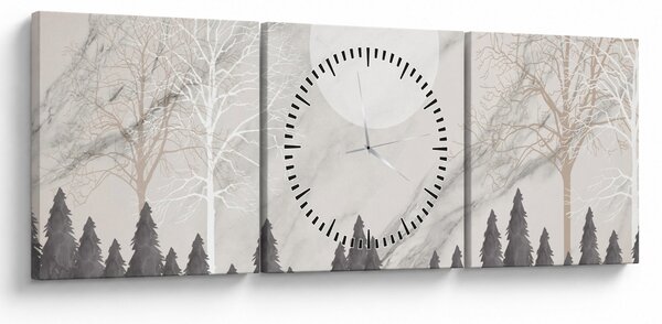 Kép - Téli táj (órával) (90x30 cm)