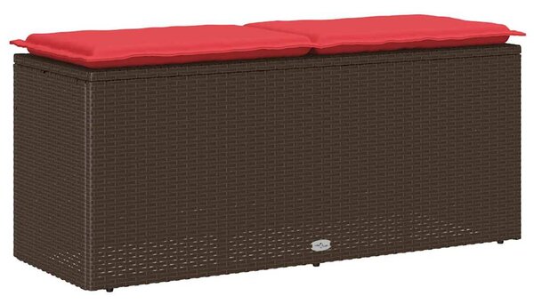 Barna polyrattan kerti pad párnával 110x40x44 cm