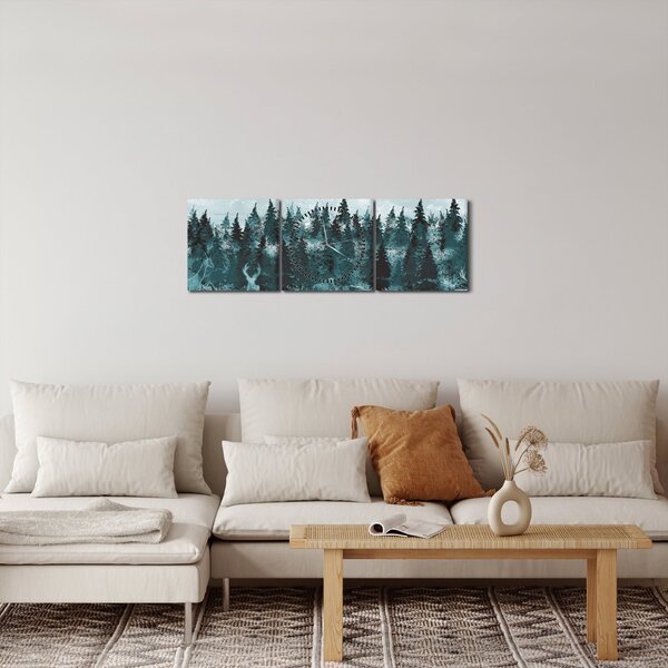 Kép - Állatok az erdőben (órával) (90x30 cm)