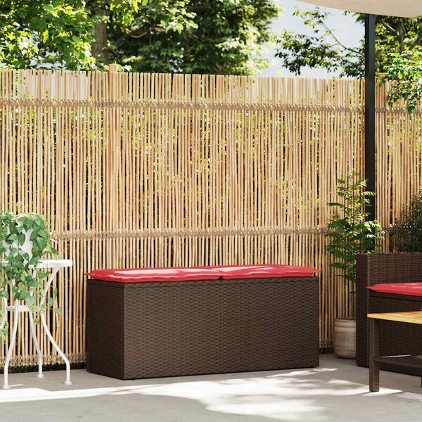Barna polyrattan kerti pad párnával 110x40x44 cm