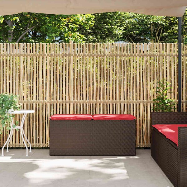 Barna polyrattan kerti pad párnával 110x40x44 cm
