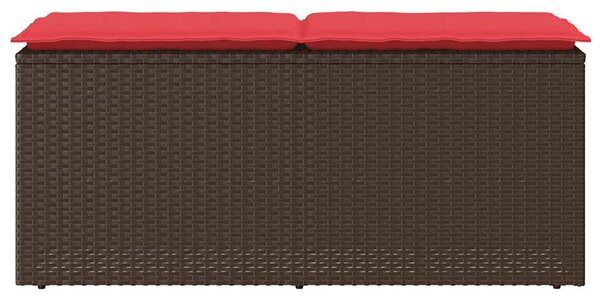 Barna polyrattan kerti pad párnával 110x40x44 cm