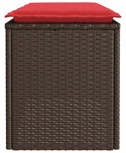 Barna polyrattan kerti pad párnával 110x40x44 cm