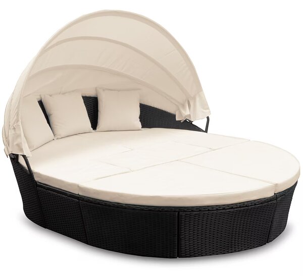 Deuba Rattan kerti ágy LAZY BIG Ø226 cm - fekete