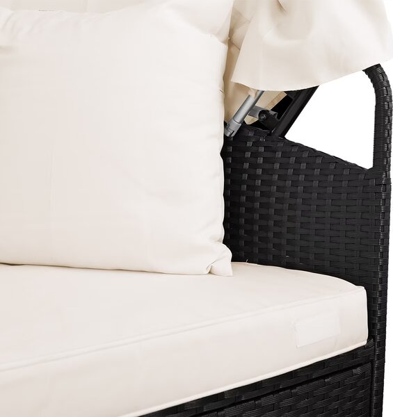 Deuba Rattan kerti ágy LAZY BIG Ø226 cm - fekete