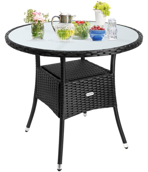 Deuba Rattan asztal Ø 80 cm - fekete