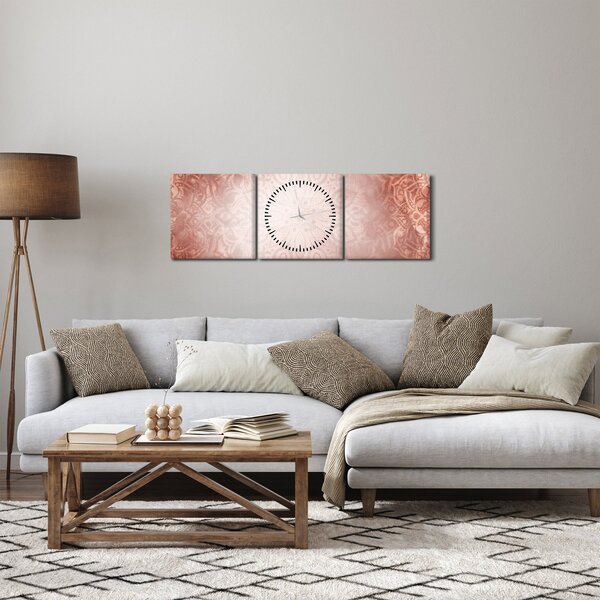 Kép - Rózsaszín mandala (órával) (90x30 cm)