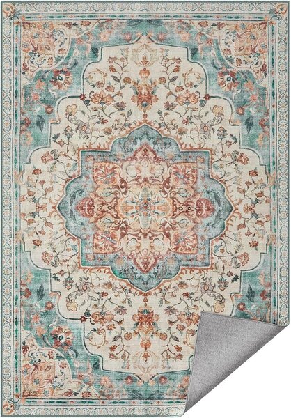 Vintage stílusú, gépben mosható szőnyeg 120 x 170, aqua blue