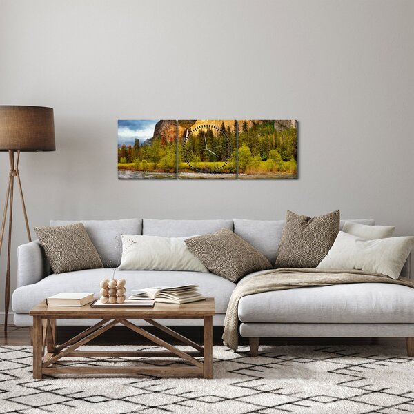 Kép - Sziklák a tónál (órával) (90x30 cm)
